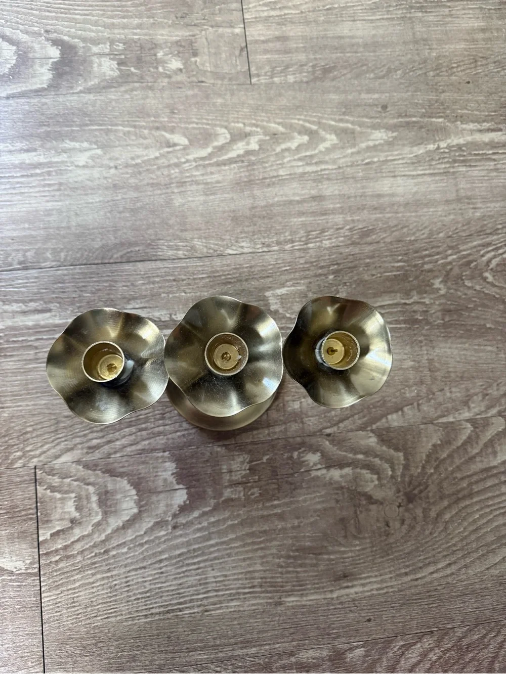 Hearth & Hand Gold Three-Arm Flower Candle Holder